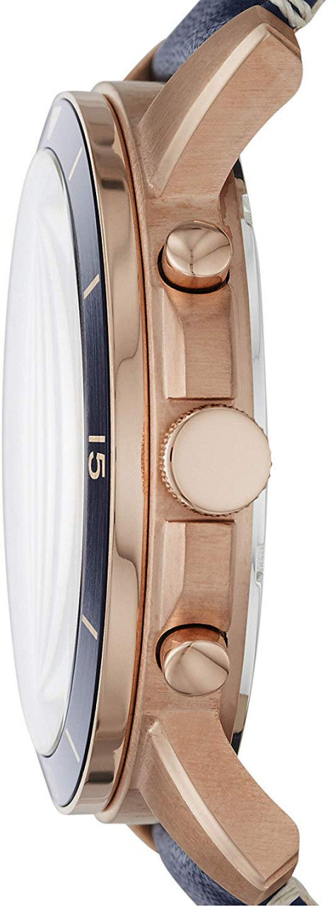 Fossil Grant Sport Chronograph Blue Dial Blue Leather Strap Watch for Men - FS5237