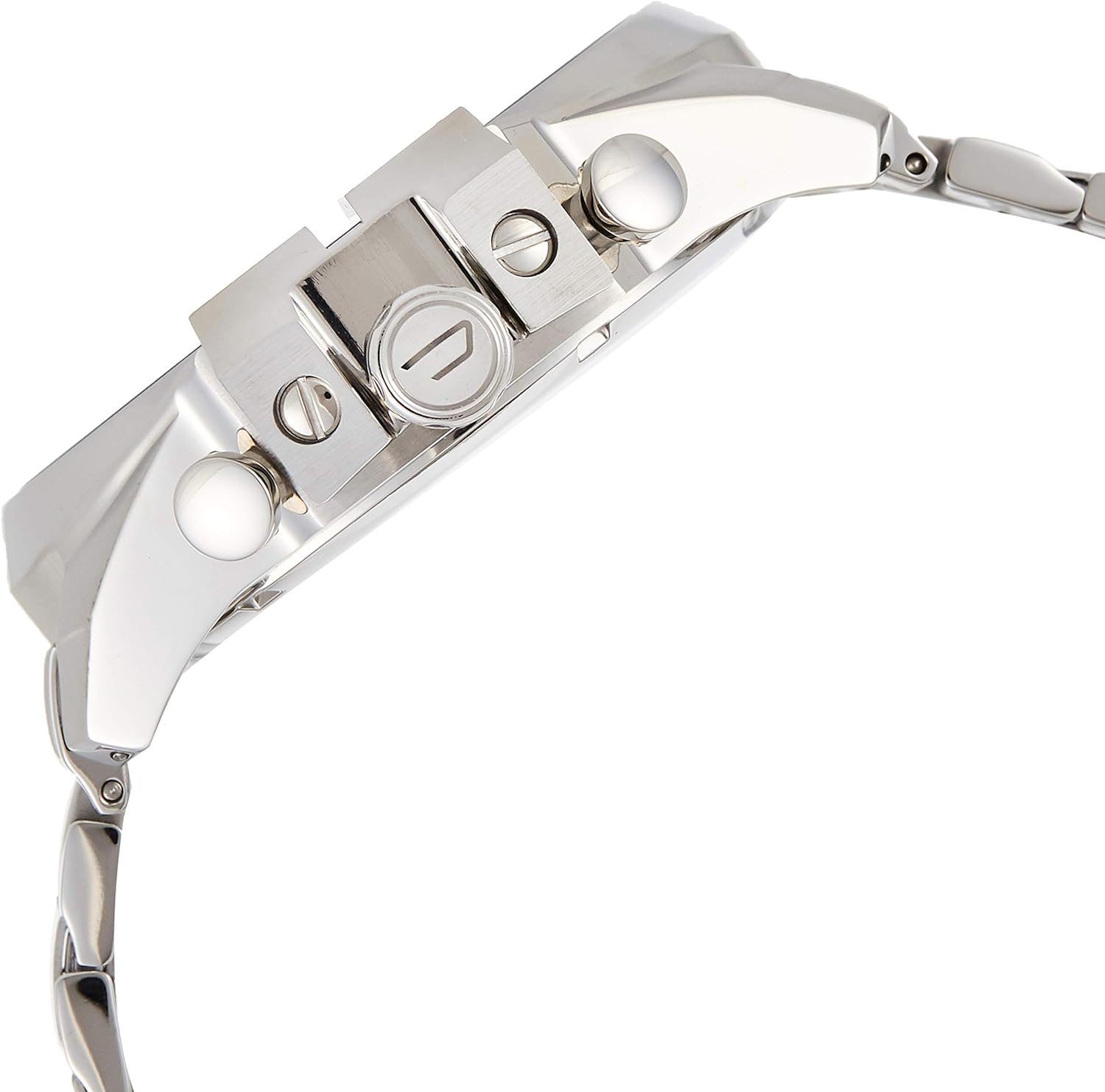 Diesel Mega Chief Chronograph White Dial Silver Steel Strap Watch For Men - DZ4477