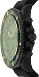 Emporio Armani Diver Chronograph Quartz Green Dial Black Silicon Strap Watch For Men - AR11463