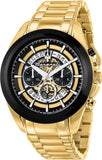 Maserati Traguardo Skeleton Black Dial Gold Steel Strap Watch For Men - R8873612058