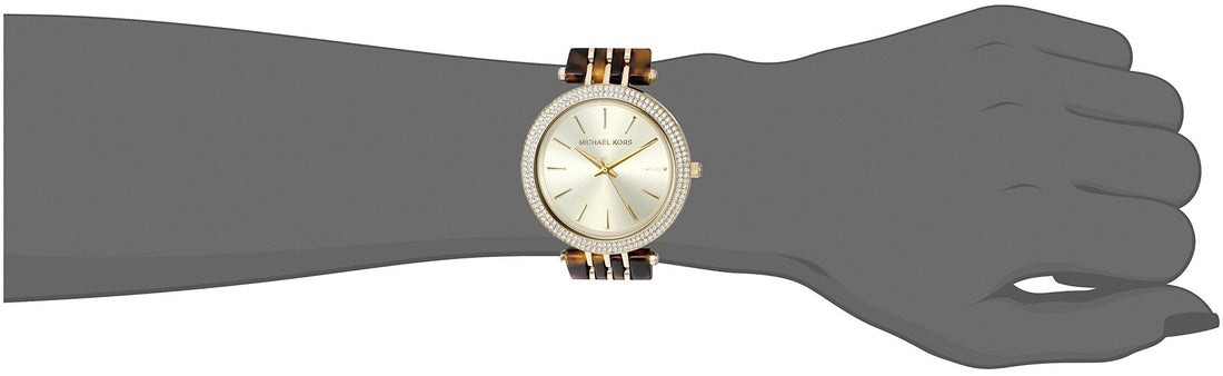 Michael Kors Darci Gold Dial Brown Two Tone Steel Strap Watch for Women - MK4326