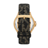 Michael Kors Lennox Three Hand Black Dial Black Leather Strap Watch For Women - MK7307