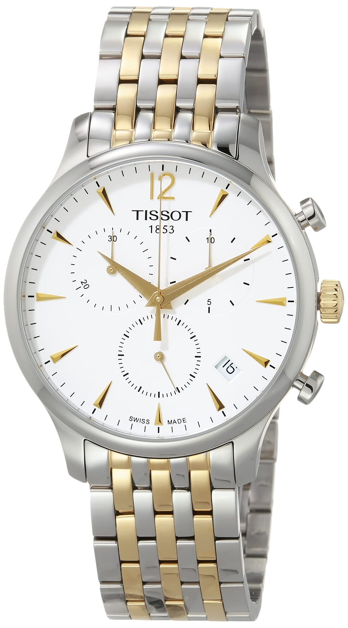 Tissot T Classic Tradition Chronograph White Dial Two Tone Steel Strap Watch For Men - T063.617.22.037.00