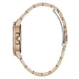 Guess Crown Jewel Multifunction Diamonds White Dial Rose Gold Steel Strap Watch For Women - GW0410L3