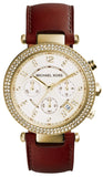 Michael Kors Parker Champagne Gold Dial Brown Leather Strap Watch for Women - MK2249