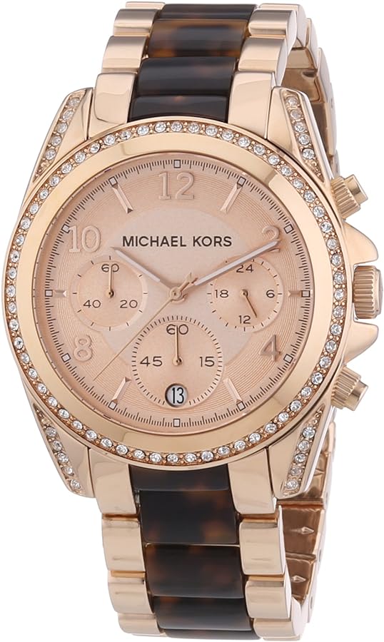Michael Kors Blair Rose Gold Dial Two Tone Steel Strap Watch For Women - MK5859