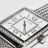 Guess Highline White Dial Silver Mesh Bracelet Watch For Women - W0826L1