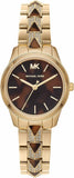Michael Kors Runway Mercer Analog Brown Dial Gold Steel Strap Watch For Women - MK6855