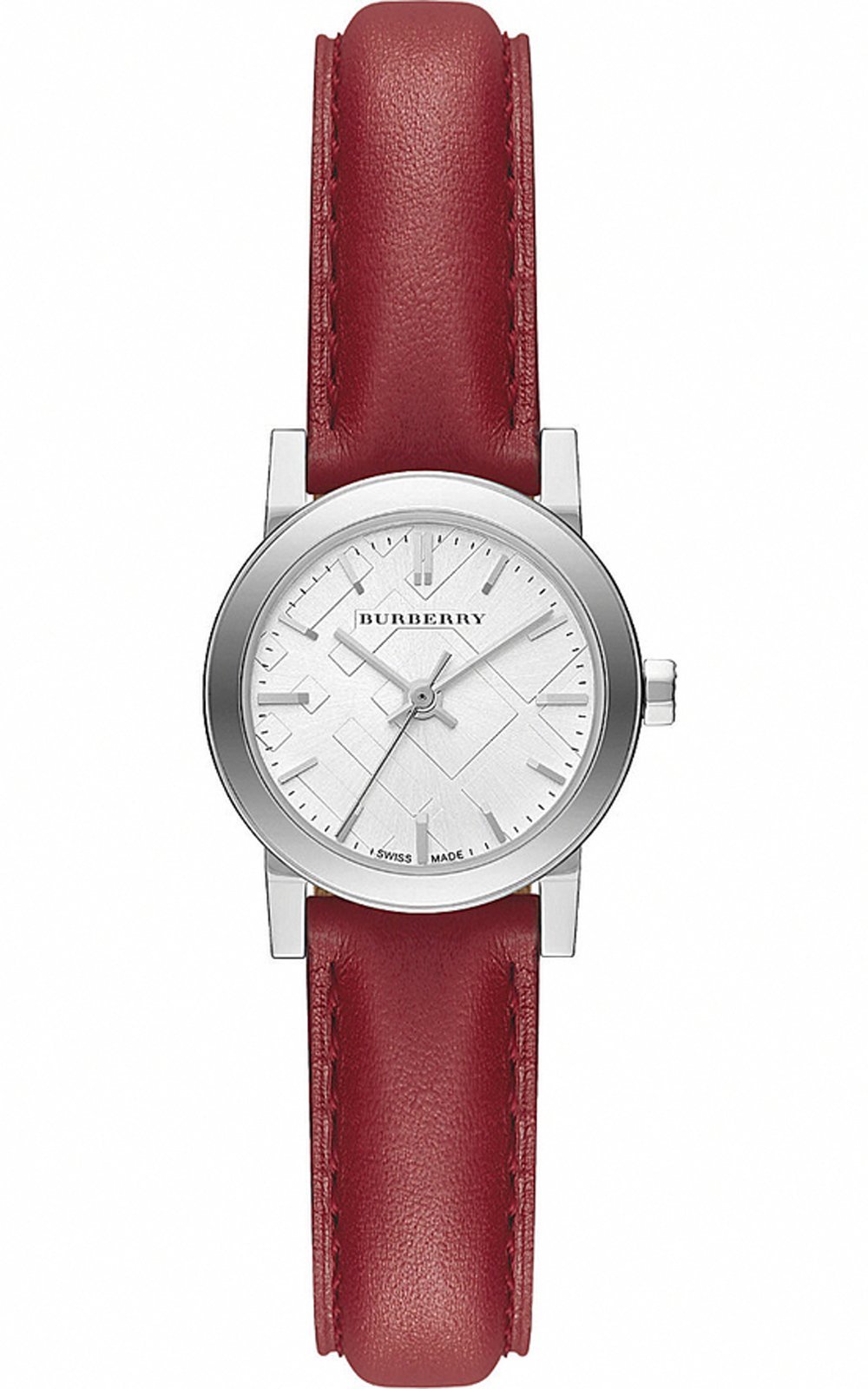 Burberry The City Silver Dial Red Strap Watch for Women - BU9232