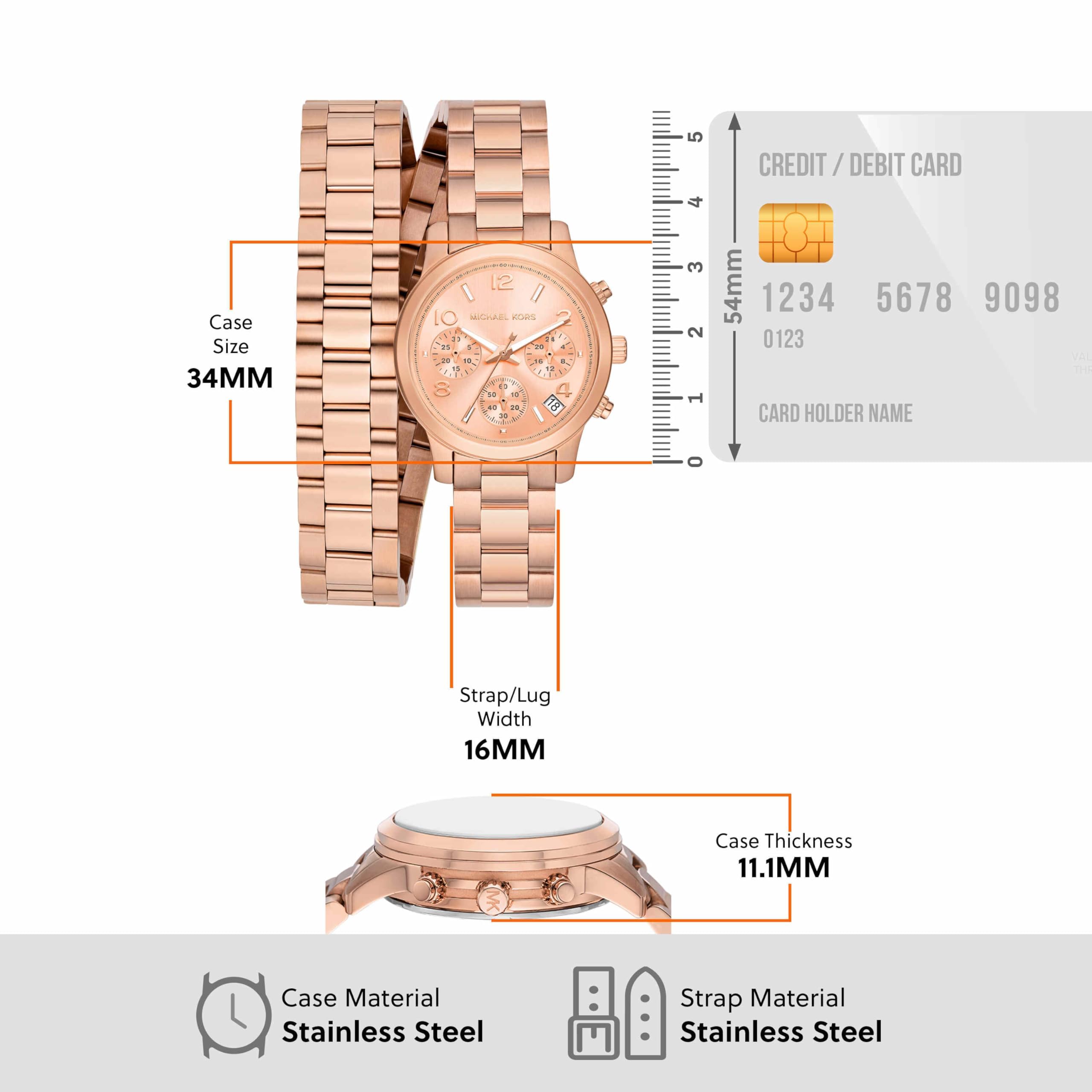 Michael Kors Runway Chronograph Analog Rose Gold Dial Rose Gold Steel Strap Watch for Women - MK7453