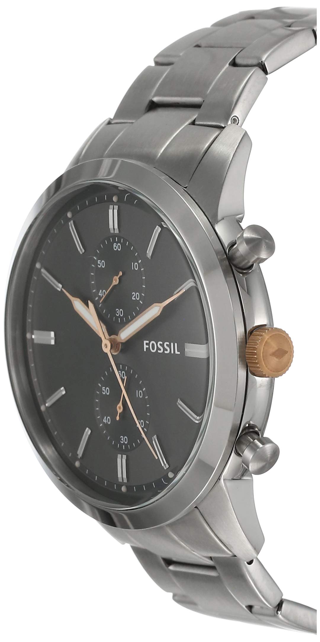 Fossil Townsman Chronograph Grey Dial Silver Steel Strap Watch for Men - FS5407