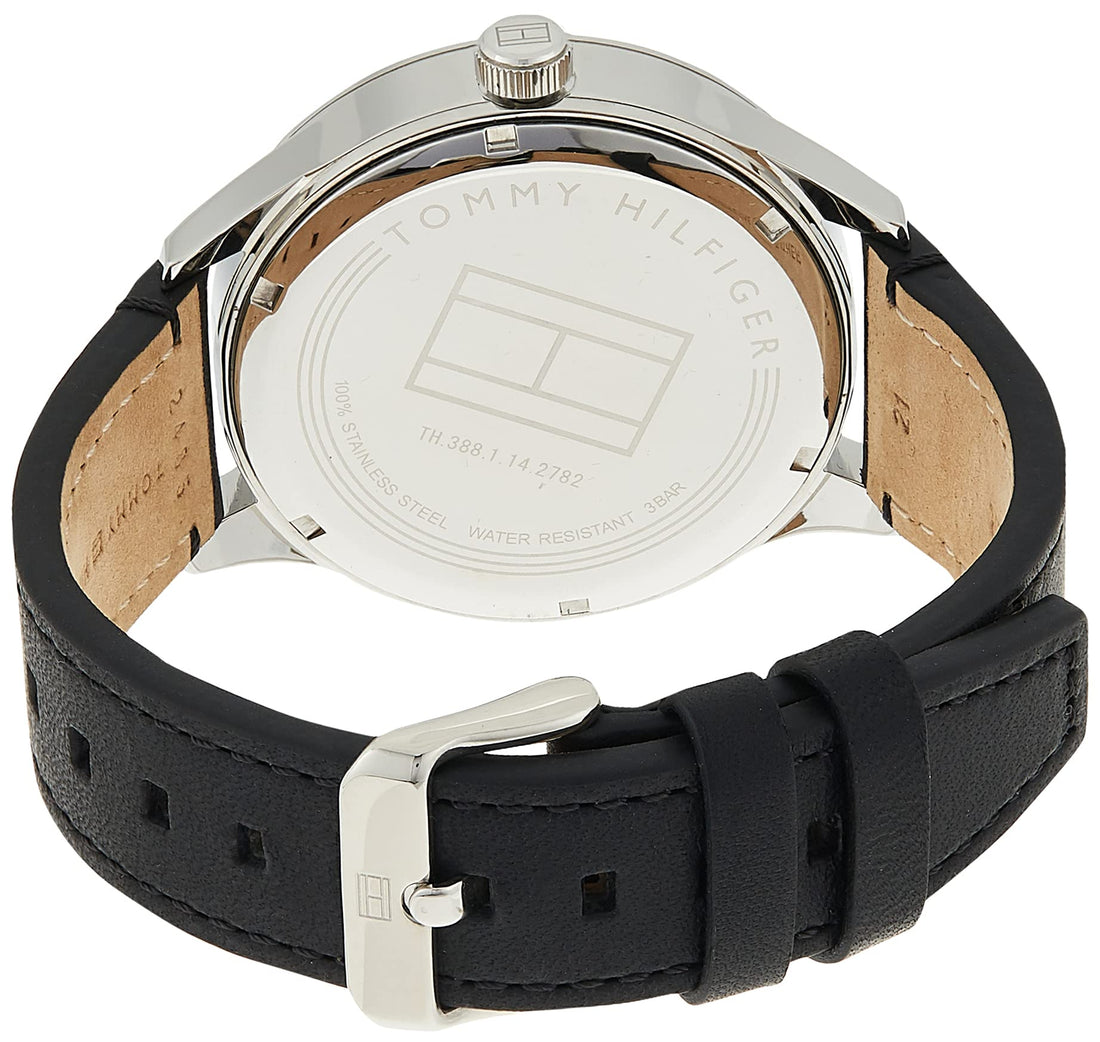 Tommy Hilfiger Spencer Skeleton Black Dial Black Leather Strap Watch for Men - 1791641