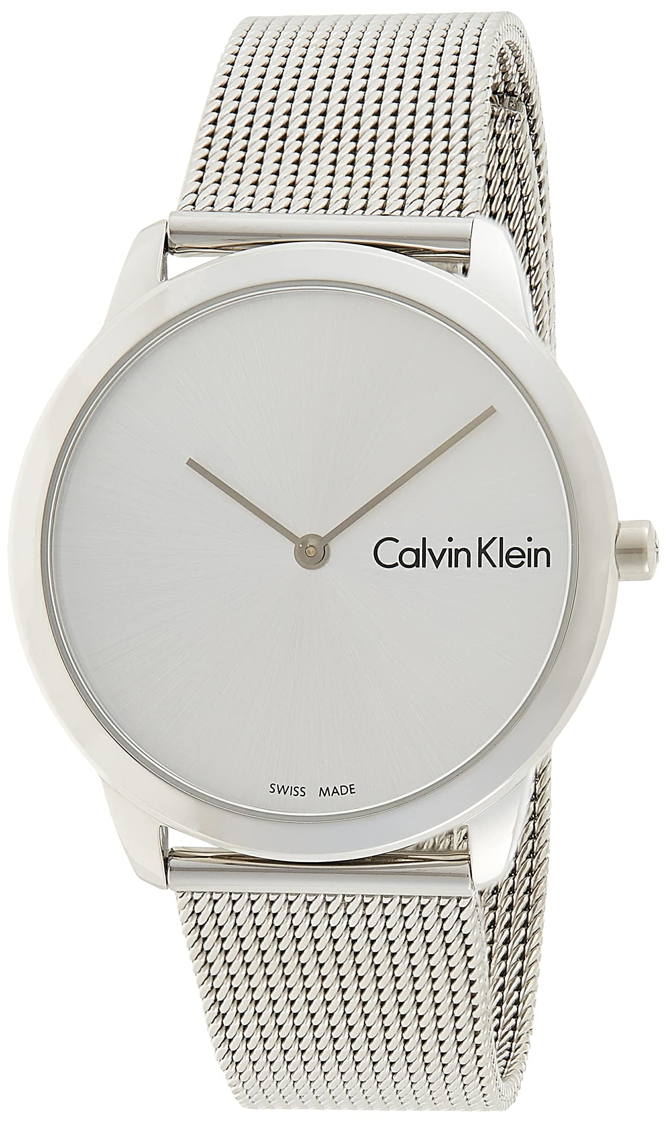 Calvin Klein Minimal Silver Dial Silver Mesh Bracelet Watch for Men - K3M211Y6