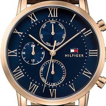 Tommy Hilfiger Kane Chronograph Blue Dial Brown Leather Strap Watch for Men - 1791399