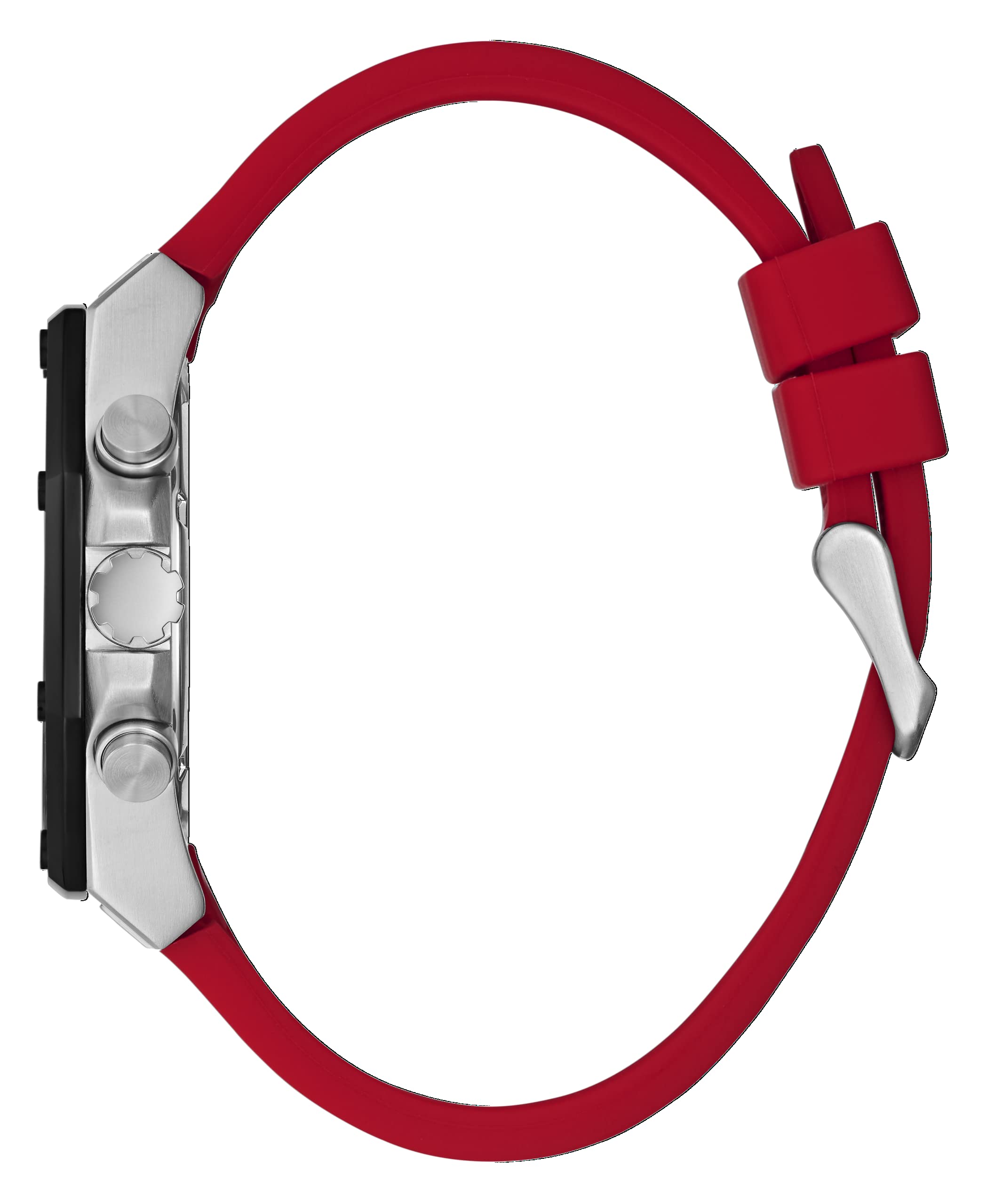 Guess Momentum Black Dial Red Rubber Strap Watch for Men - GW0263G3