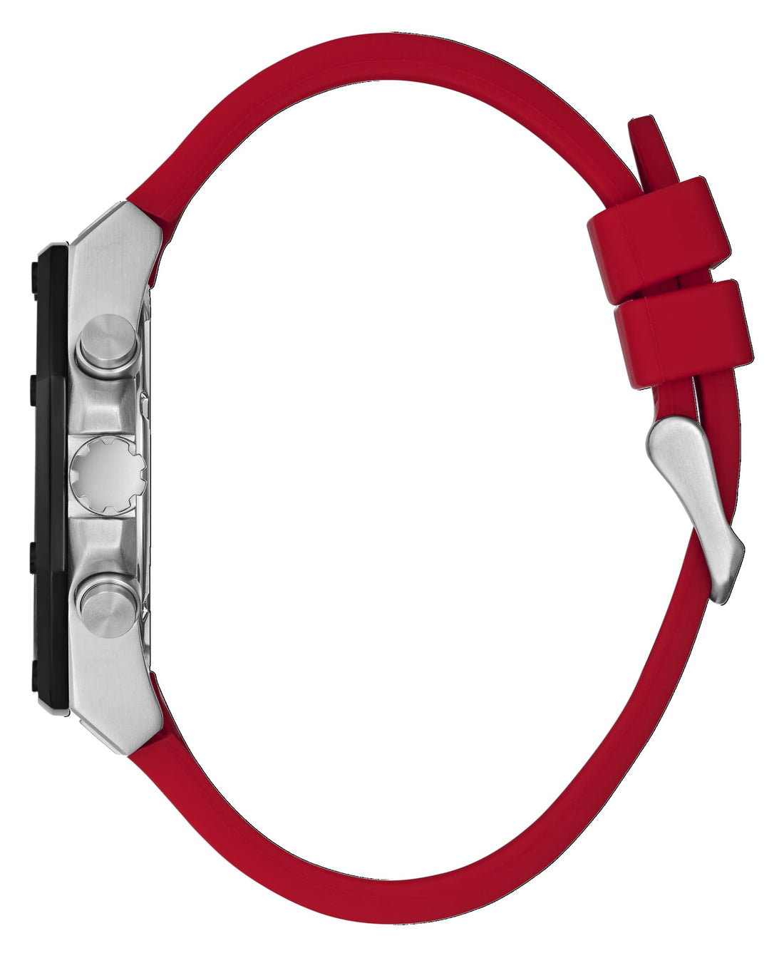 Guess Momentum Black Dial Red Rubber Strap Watch for Men - GW0263G3