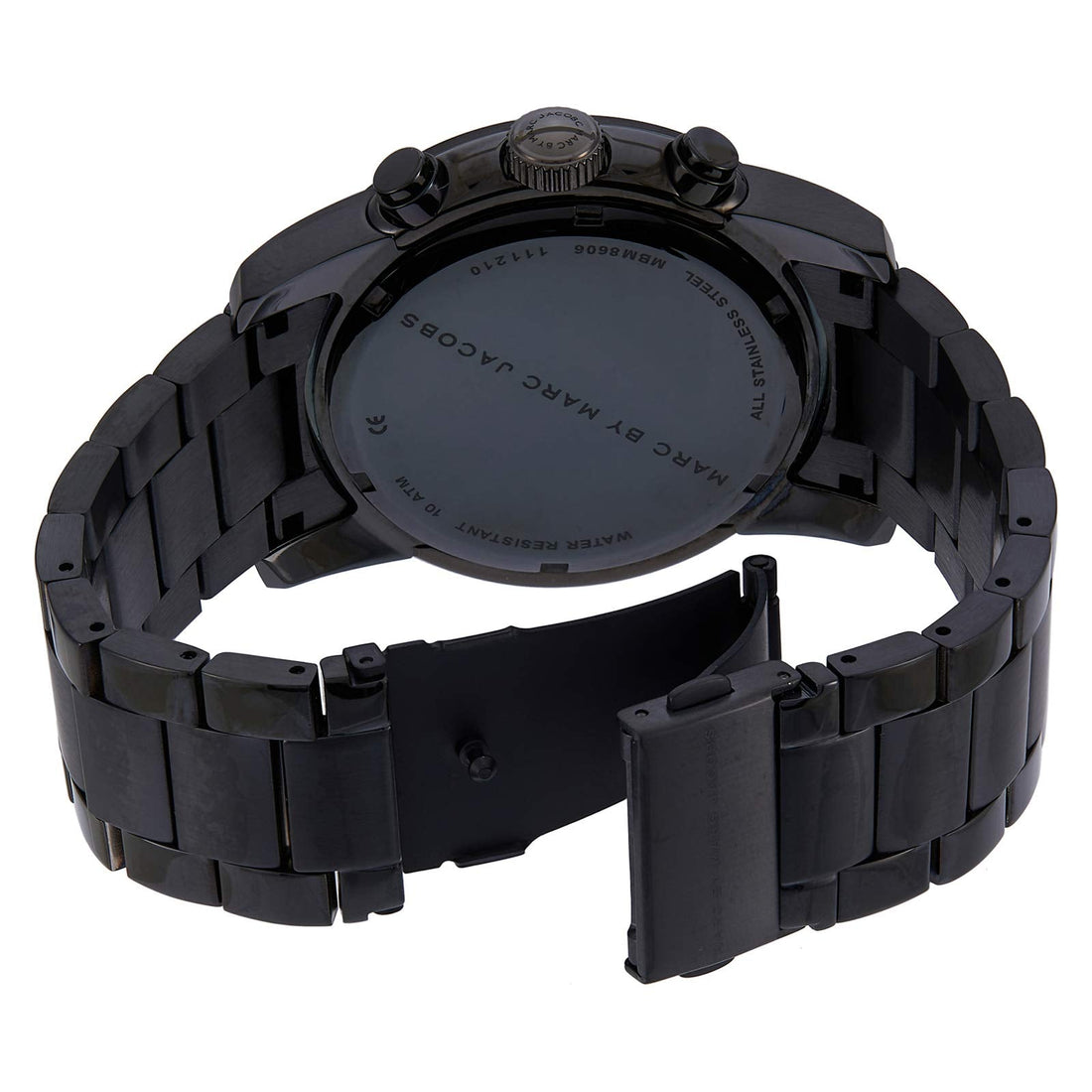 Marc Jacobs Larry Chronograph Black Dial Black Steel Strap Watch for Men - MBM8606