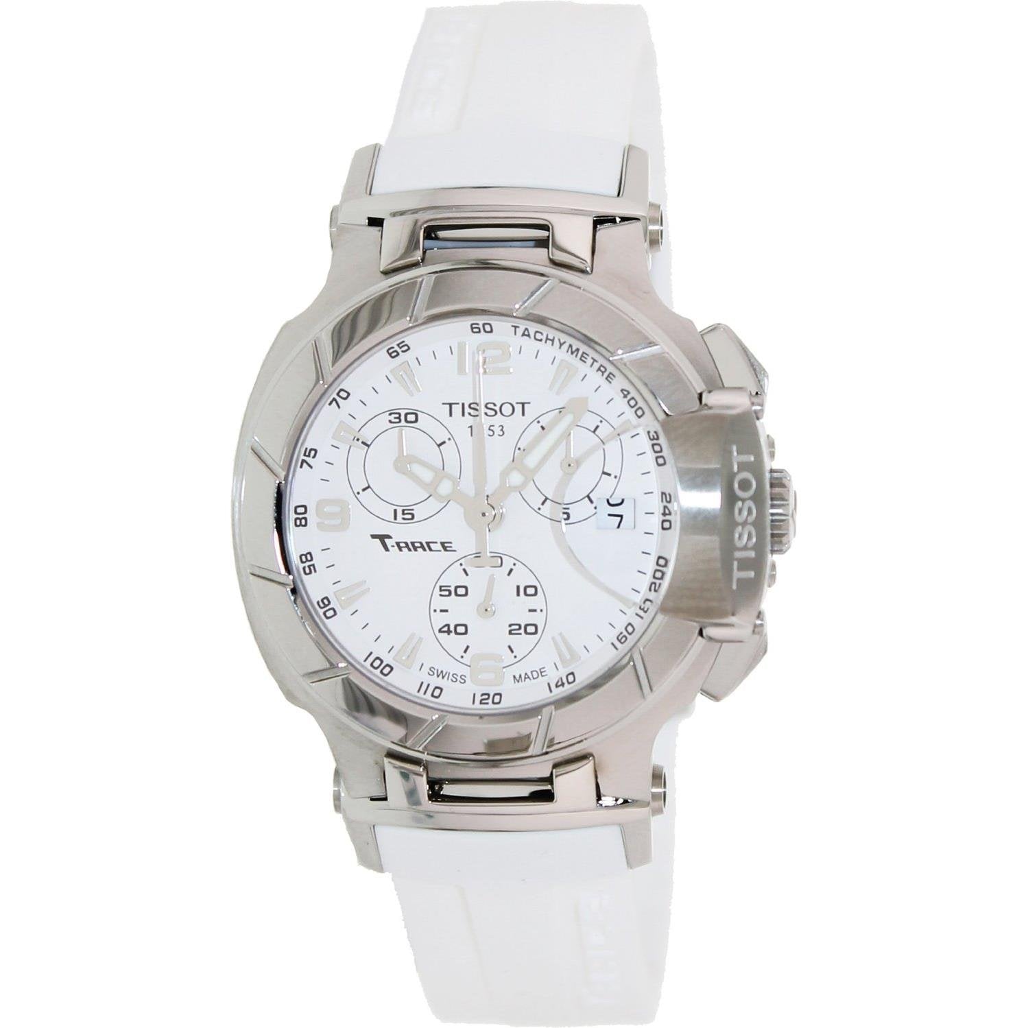 Tissot T Race Lady Chronograph White Dial White Rubber Strap Watch for Women - T048.217.17.017.00