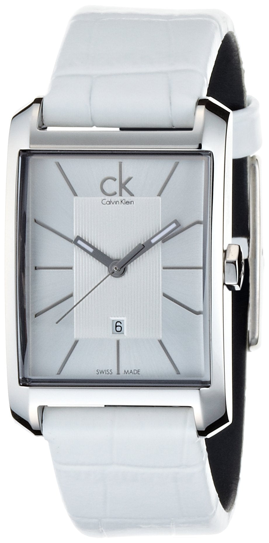 Calvin Klein Window White Dial White Leather Strap Watch for Women - K2M23120