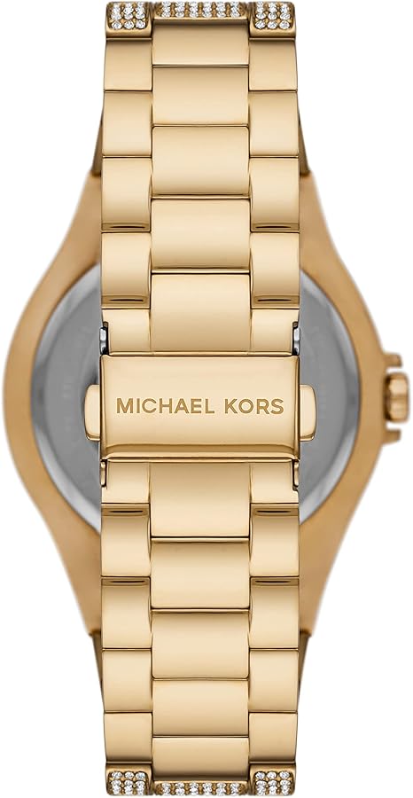Michael Kors Lennox Three Hand Crystals White Dial Gold Steel Strap Watch For Women - MK6991