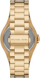Michael Kors Lennox Three Hand Crystals White Dial Gold Steel Strap Watch For Women - MK6991