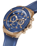 Guess Poseidon Chronograph Blue Dial Blue Silicone Strap Watch For Men - GW0425G3