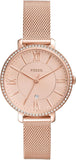 Fossil Jacqueline Quartz Rose Gold Dial Rose Gold Mesh Strap Watch for Women - ES4628