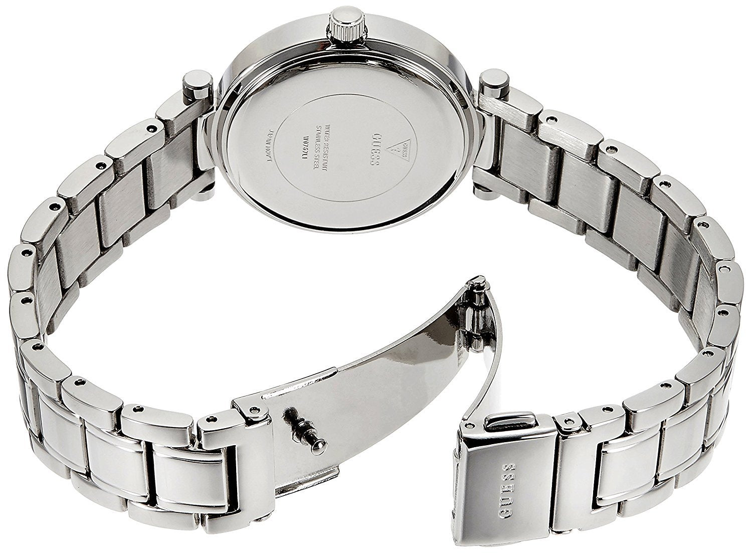 Guess Park Ave White Dial Silver Steel Strap Watch for Women - W0767L1