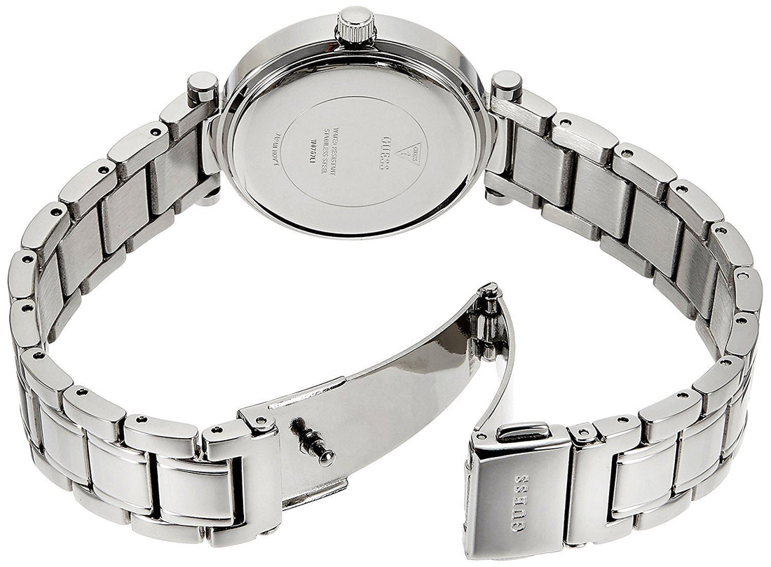 Guess Park Ave White Dial Silver Steel Strap Watch for Women - W0767L1