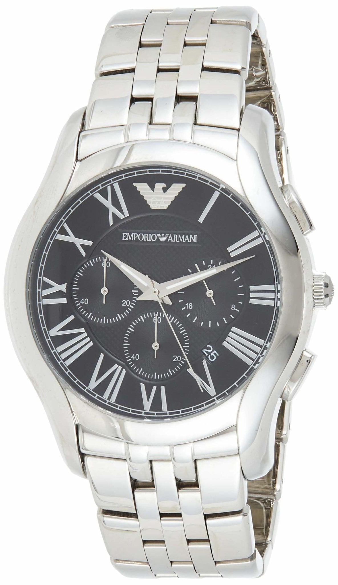 Emporio Armani Classic Chronograph Black Dial Silver Steel Strap Watch For Men - AR1786