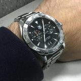 Tag Heuer Aquaracer Quartz Black Dial Silver Steel Strap Watch for Men - WAY111Z.BA0928