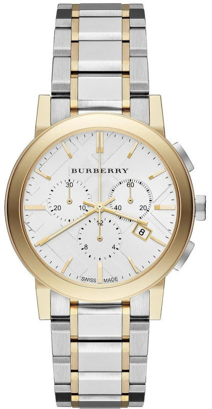 Burberry The City White Dial Two Tone Steel Strap Watch for Men - BU9751