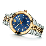 Versace Hellenyium Quartz Blue Dial Two Tone Steel Strap Watch For Men - VEVK00520