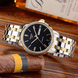 Tissot Automatics III Day Date Black Dial Two Tone Steel Strap Watch For Men - T065.430.22.051.00