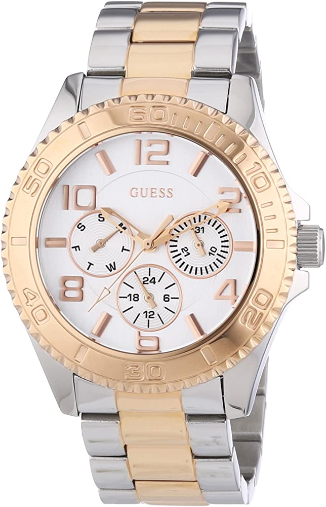Guess BFF Multifunction Silver Dial Two Tone Steel Strap Watch for Women - W0231L5