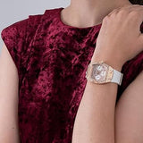 Guess Raven Diamonds Rose Gold Dial White Silicone Strap Watch for Women - GW0105L3