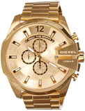 Diesel Mega Chief Chronograph Gold Dial Gold Steel Strap Watch For Men - DZ4360