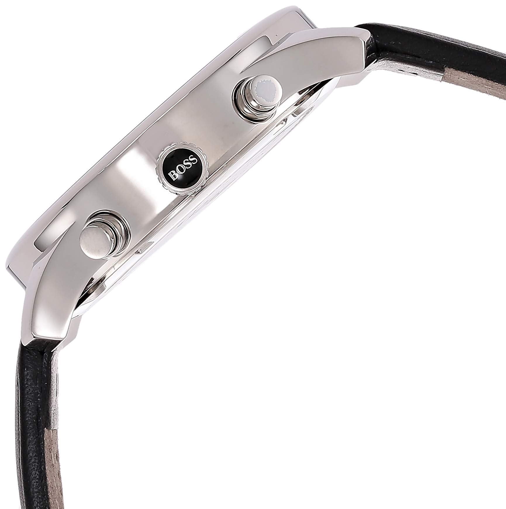 Hugo Boss Time One Chronograph Black Dial Black Leather Strap Watch for Men - 1513430