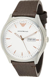 Emporio Armani Dress Quartz White Dial Brown Leather Strap Watch For Men - AR1999