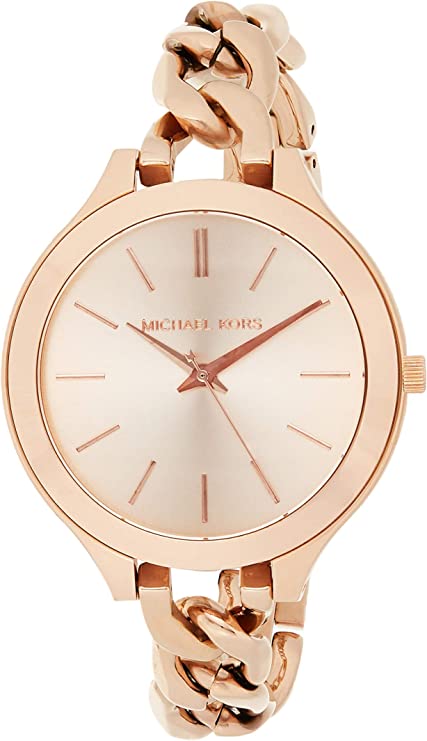 Michael Kors Slim Runway Rose Gold Dial Rose Gold Steel Strap Watch for Women - MK3223