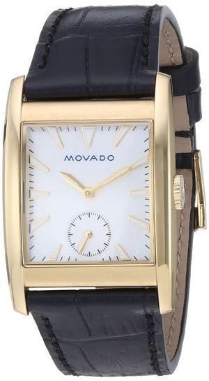 Movado Heritage Mother of Pearl White Dial Black Leather Strap Watch For Women - 3650050