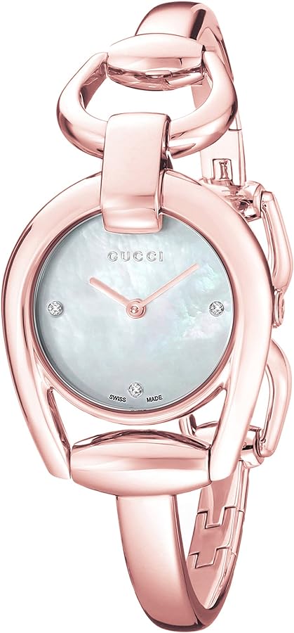 Gucci Horsebit Collection Diamonds Mother of Pearl Dial Rose Gold Steel Strap Watch For Women - YA139508