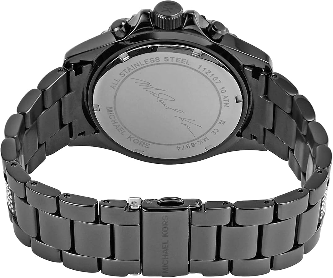 Michael Kors Everest Chronograph Black Dial Grey Steel Strap Watch For Women - MK6974