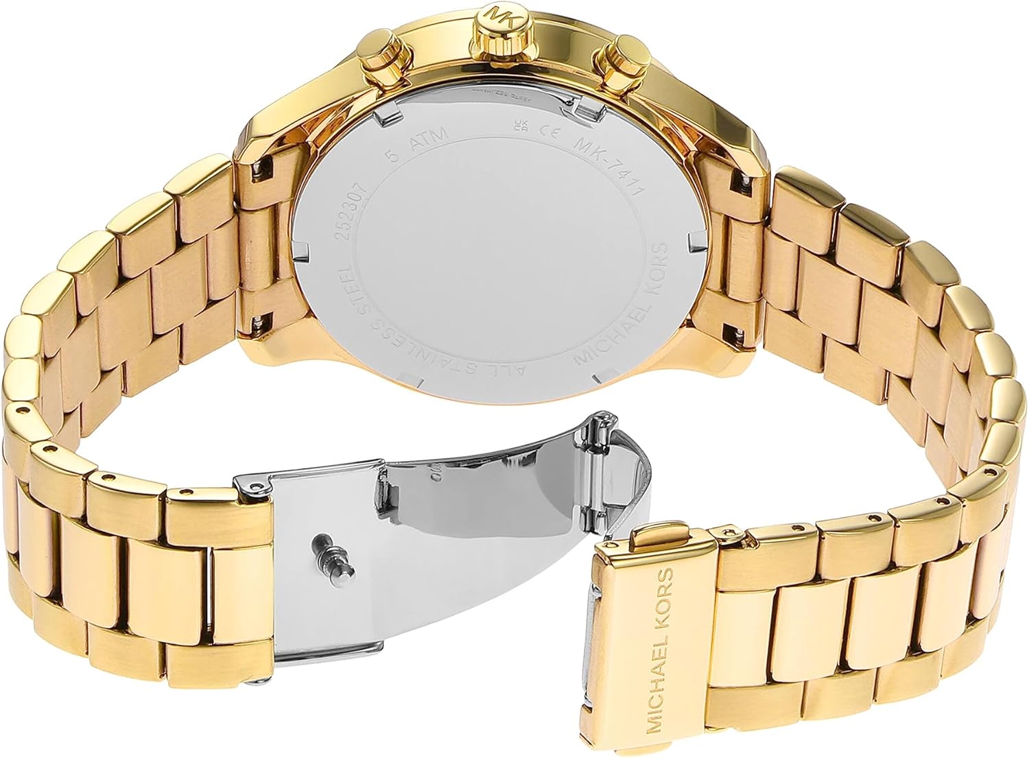Michael Kors Berkley Chronograph Gold Dial Gold Steel Strap Watch For Women - MK7411