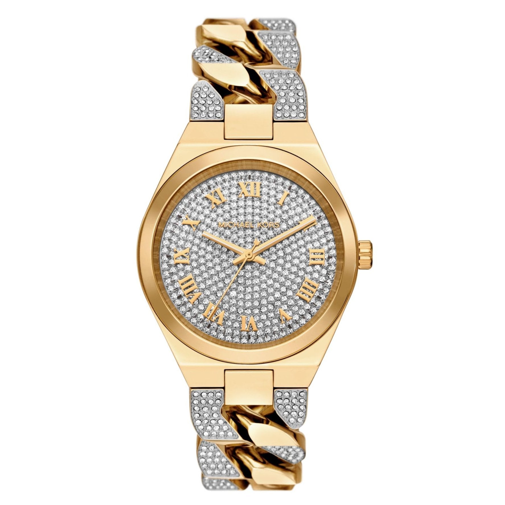 Michael Kors Lennox Pavé Crystals Silver Dial Two Tone Steel Strap Watch for Women - MK7487