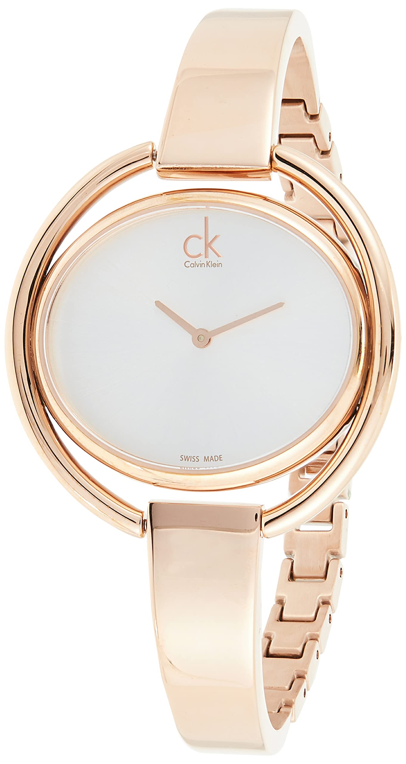 Calvin Klein Impetuos Silver Dial Rose Gold Steel Strap Watch for Women - K4F2N616