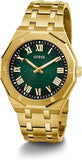 Guess Asset Quartz Green Dial Gold Steel Strap Watch For Men - GW0575G2