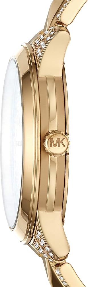 Michael Kors Runway Mercer Crystals Silver Dial Gold Steel Strap Watch For Women - MK6715