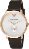Emporio Armani Modern Slim Analog Silver Dial Brown Leather Strap Watch For Men - AR11163