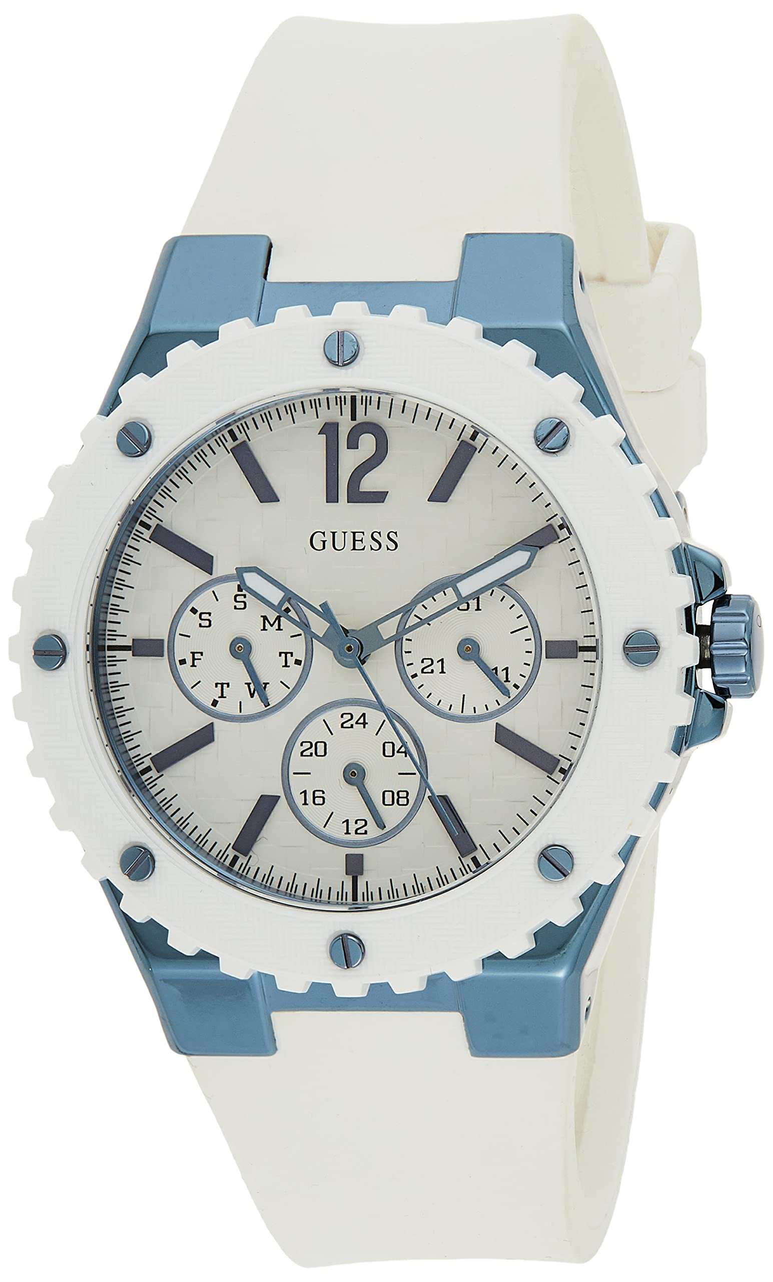 Guess Overdrive Chronograph White Dial White Rubber Strap Watch for Women - W0149L6